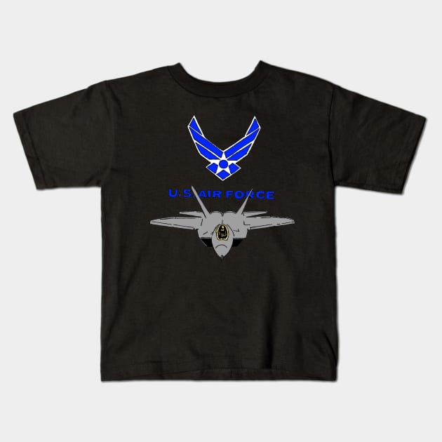 US Air Force F22 Kids T-Shirt by Joseph Baker